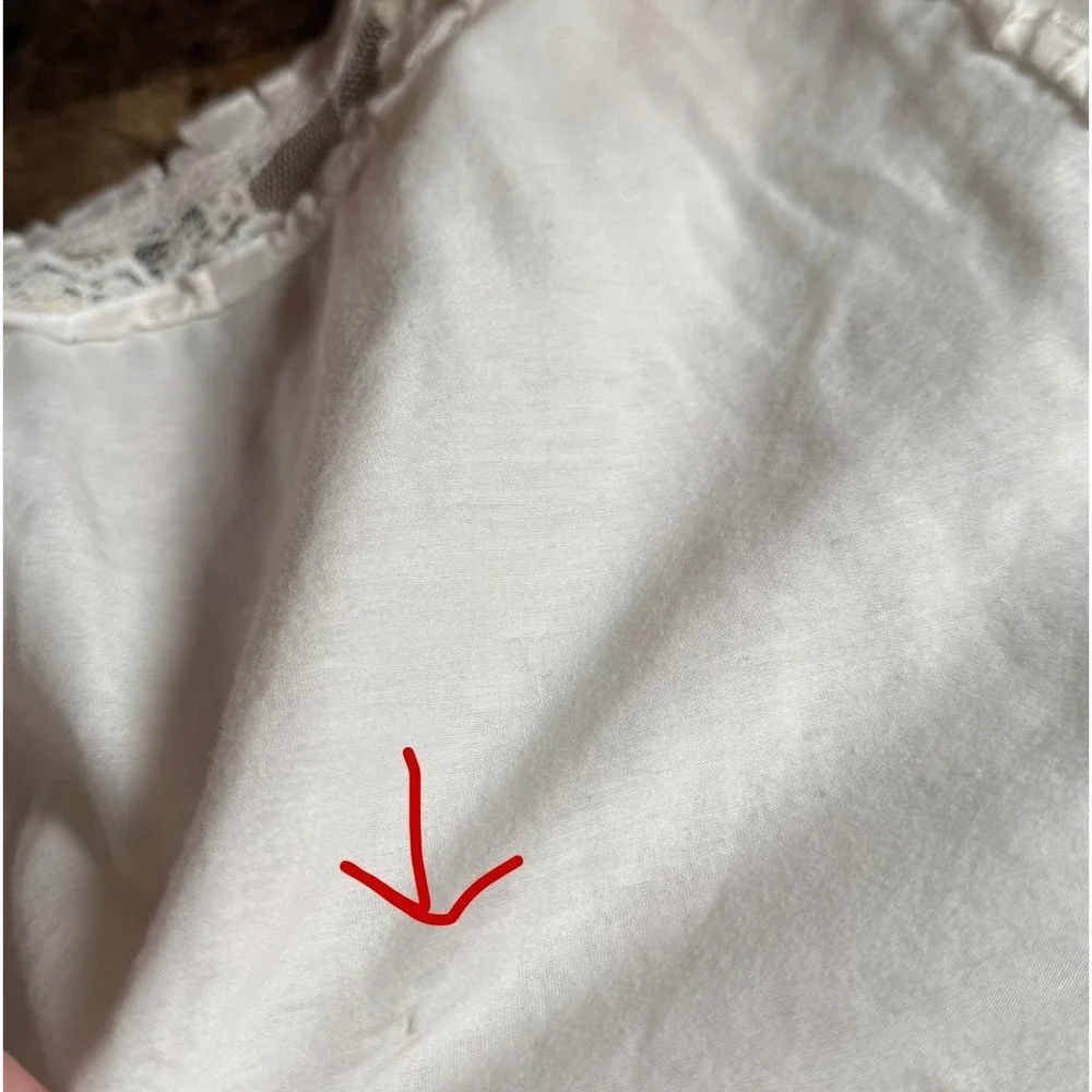 Central Park West White Cotton/Silk Blouse Lace Trim Top Boho Prairie Cottage S - Picture 5 of 7